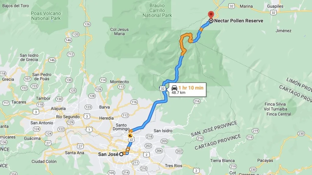 Driving directions from San Jose to Nectar Pollen Reserve